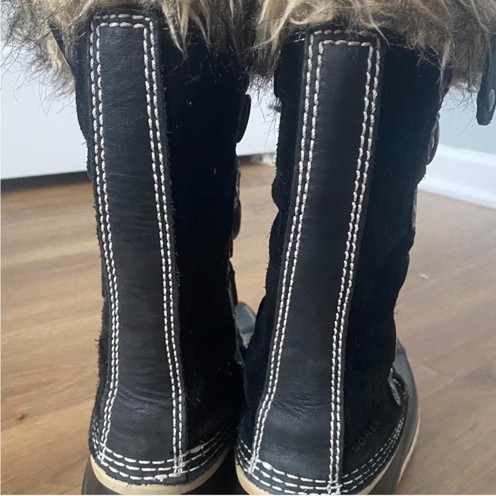 Sorel Joan of Arctic Black Fur-Lined Winter Boots Waterproof - Picture 4 of 6
